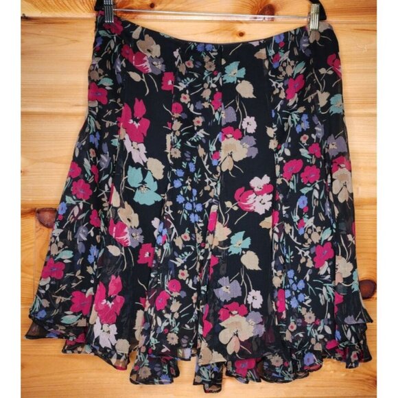 Lauren Ralph Lauren Women's Ruffled Floral Georgette Skirt Multi Size 12 - Picture 15 of 16